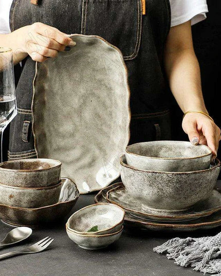 Artisan Hammered Ceramic Dish Set for Sophisticated Dining