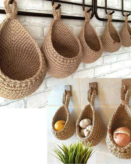 Sustainable Bohemian Jute Rope Hanging Basket for Elegant Fruit Display