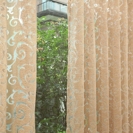 Luxury Floral Jacquard Eyelet Curtain – Tulle Sheer Panel