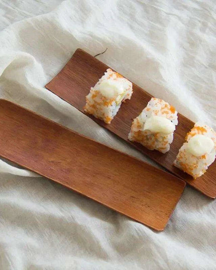 Elegant Wooden Serving Platter for Sushi, Dumplings, and Bakery Treats - Oblong Kitchen Essential