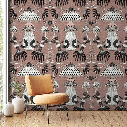 Mushroom Peel and Stick Wallpaper – Art Nouveau Botanical Mural
