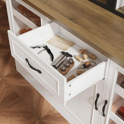 Arched Wine Bar Cabinet with LED Lighting & Glass Doors