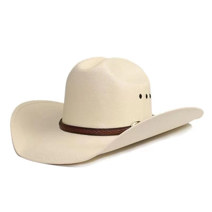 Stylish Handwoven Straw Cowboy Hat - Unisex Summer Sun Protection for 2023