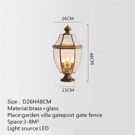 SOFITY Waterproof Brass Garden Post Lamp - Retro Design, IP65 Rated
