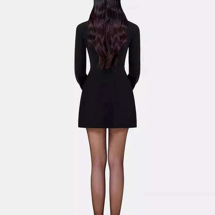 Floral Cut-Out Contrast Mini Dress with Lapel Detail for Women