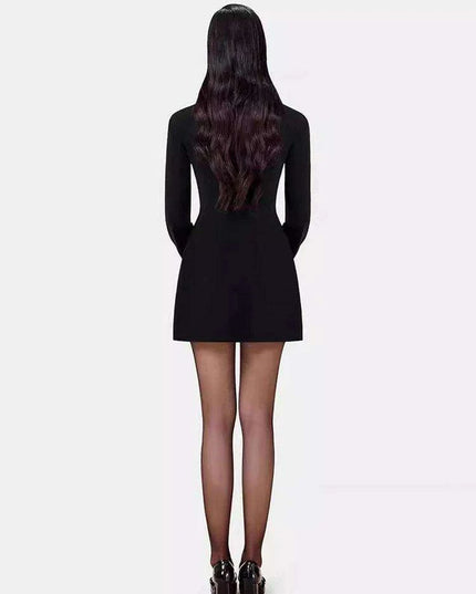 Floral Cut-Out Contrast Mini Dress with Lapel Detail for Women