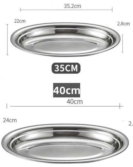 Sophisticated Stainless Steel Oval Serving Plates for an Exquisite Dining Experience