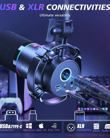 Ultimate Podcasting Microphone Bundle with Maonolink Software and Adjustable Gain Knob