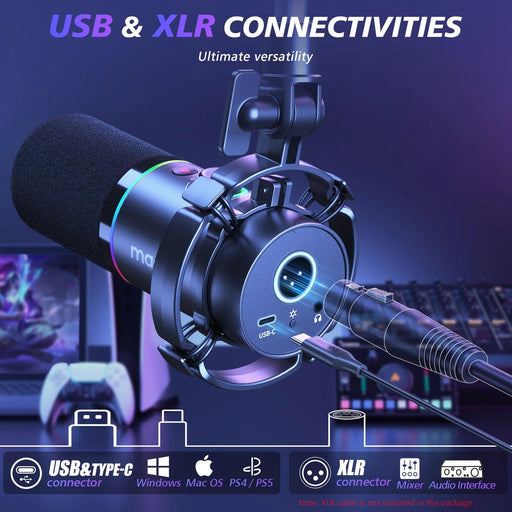Ultimate Podcasting Microphone Bundle with Maonolink Software and Adjustable Gain Knob
