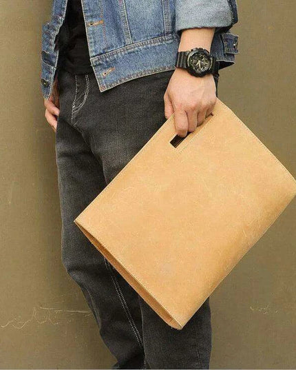 Sophisticated Leather Briefcase and Clutch Set with Unique Crazy Horse Features