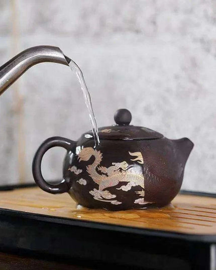 Magical Color-Changing Purple Clay Teapot and Cup Set for Kung Fu Tea Ceremonies