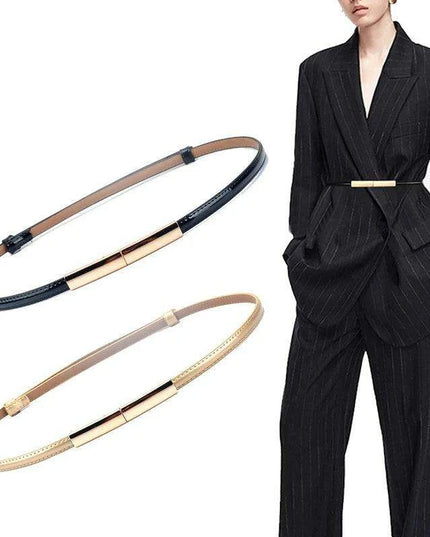 Colorful Women's Leather Belt with Elegant Gold Buckle - Perfect Accessory for Any Outfit