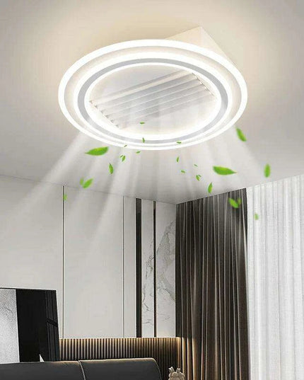Sleek Bladeless Ceiling Fan with Integrated LED Lighting and Remote Control - Stylish Home Enhancement Solution