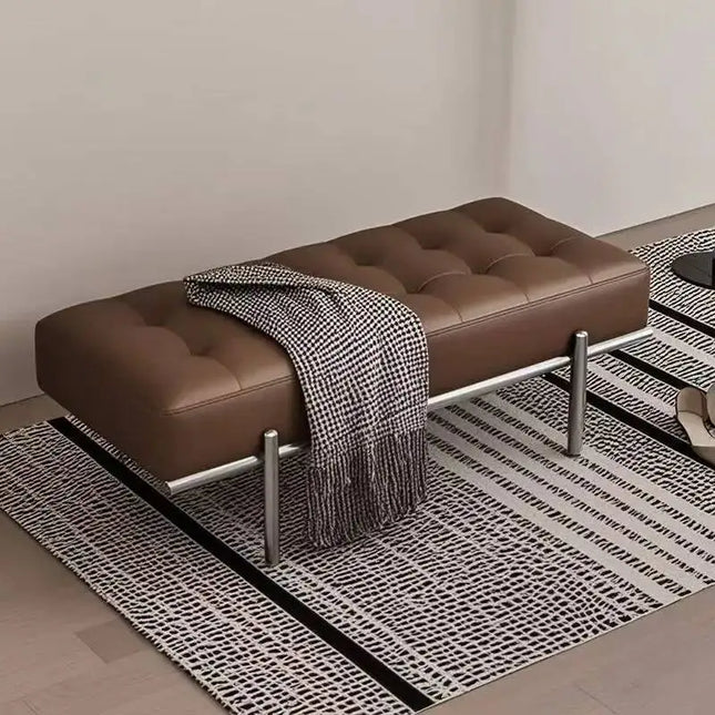 Shop1105597370 Stainless Steel Upholstered Leather Shoe Changing Bench