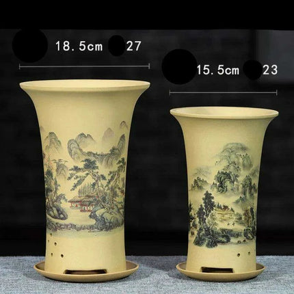 Elegant Lavender Sand Orchid Planter Set: Chic Botanical Accent