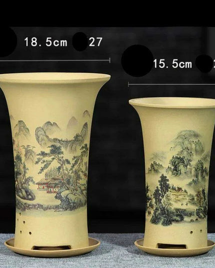 Elegant Lavender Sand Orchid Planter Set: Chic Botanical Accent