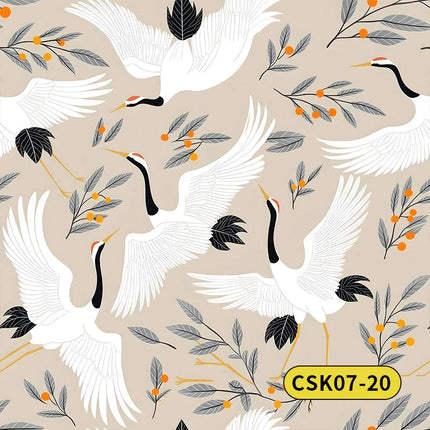 Japanese Crane Peel and Stick Wallpaper – Vintage Heron Bird, Waterproof, Removable