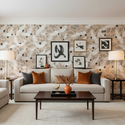 Japanese Crane Peel & Stick Wallpaper — Removable, Waterproof