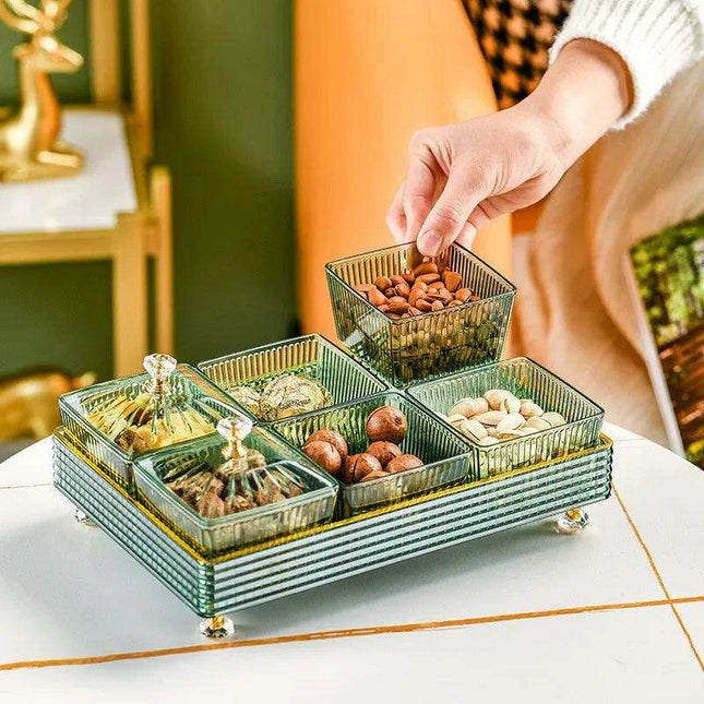 Chic Clear Nordic Snack Trays - Stylish 4/6 Compartment Bowls for Treats and Candies