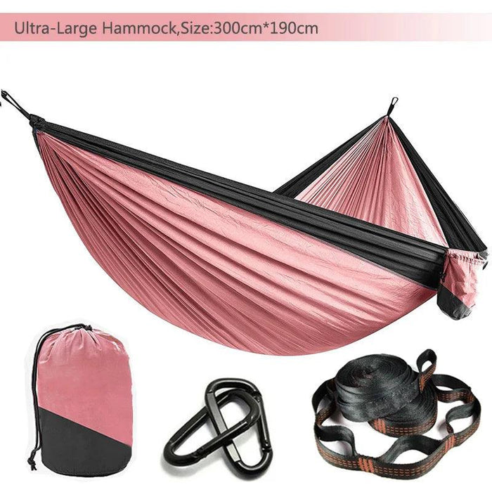 Hammock with Tree Straps | Parachute Nylon | Carabiners | Camping