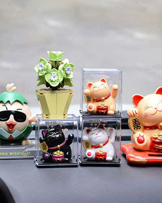 Solar Waving Lucky Cat: Eco-Friendly Maneki Neko for Home and Office Good Fortune