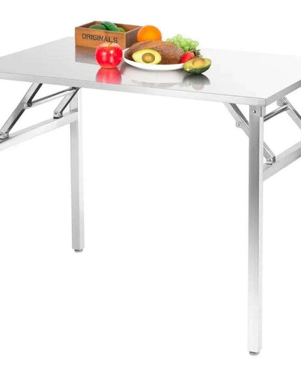 Compact Stainless Steel Folding Table - 36"x24" with Adjustable Height for Effortless Transport and Storage