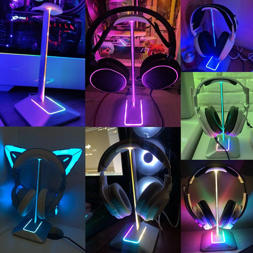 Link Dream Z8 LED Gaming Headset Stand with USB Type-C Connectivity - Elegant Silver Aluminum Earphone Organizer