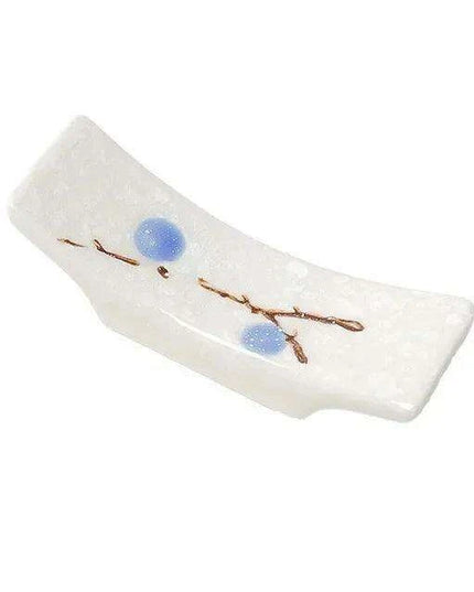 Elegant Japanese Plum Blossom Ceramic Chopstick Rest for Stylish Dining