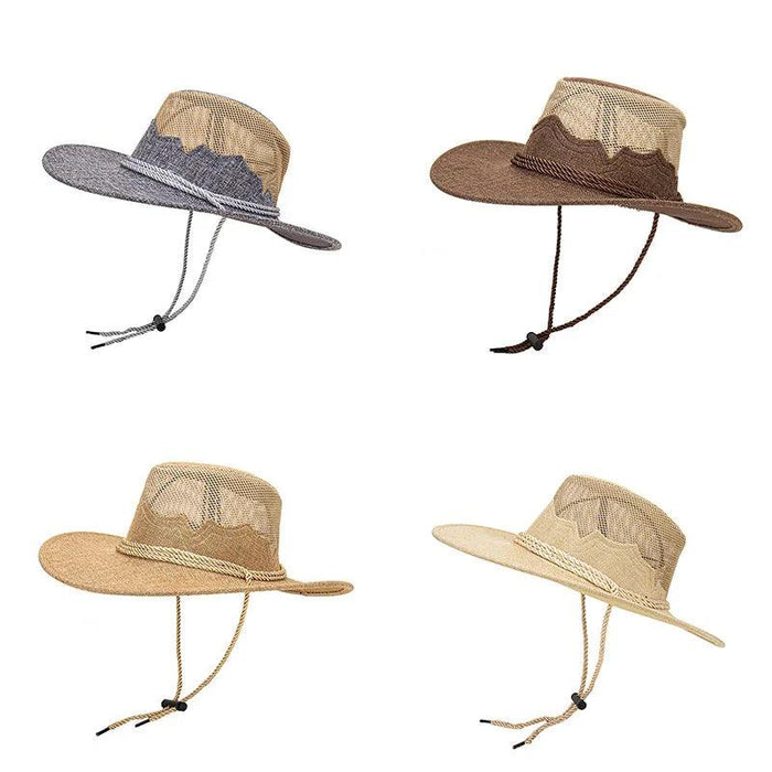 Men's Versatile Adjustable Straw Cowboy Hat for Beach and Outdoor Fun