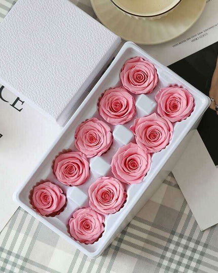 Eternal Blooms: Luxurious 10-Piece Preserved Rose Heads Collection