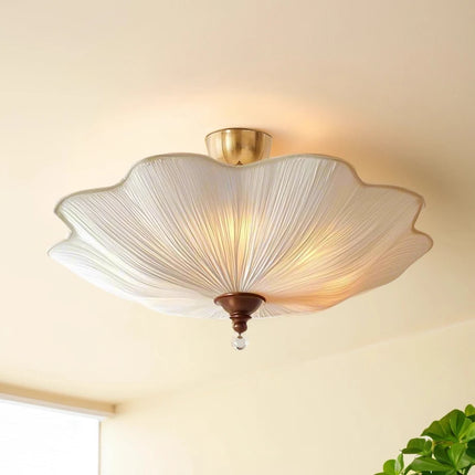 Meian Retro Lotus-Leaf White Ceiling Light - Eye Protection, Elegant D