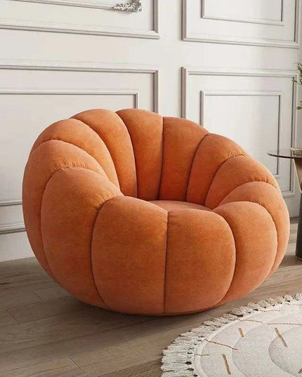 Transformative Rotating Pumpkin Plush Lounge Chair - Chic Seating Solution for Contemporary Interiors