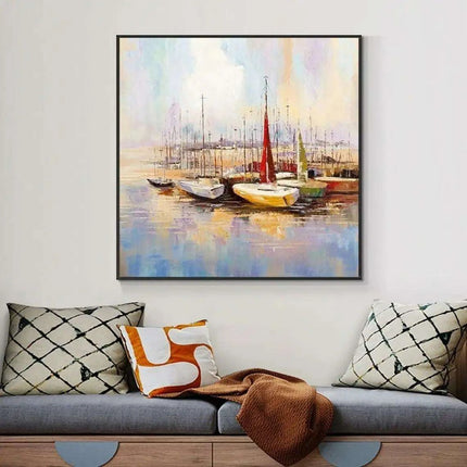Coastal Calm: Handcrafted Seascape Oil Painting for Tranquil Home Decor