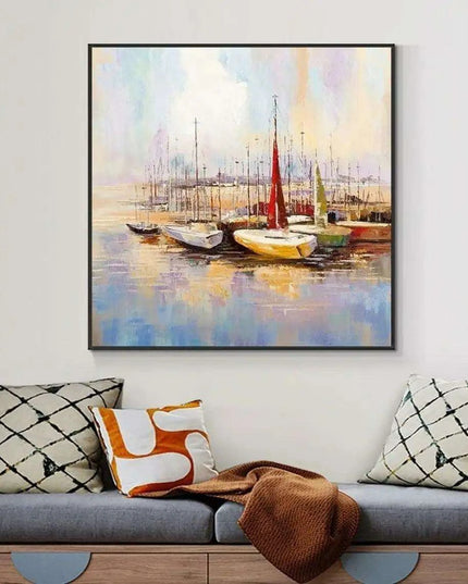 Coastal Calm: Handcrafted Seascape Oil Painting for Tranquil Home Decor