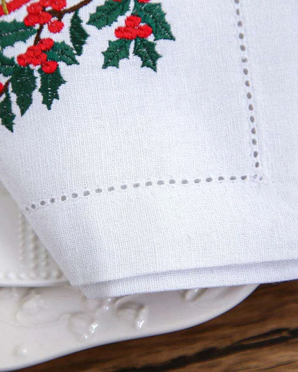Custom Embroidered Festive Monogram Christmas Table Linen Collection