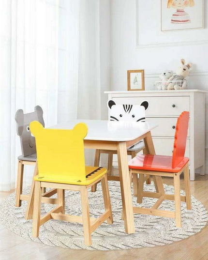 Adorable Kids Wooden Table and Chair Set with Cartoon Animals for Ages 2-7 - Fun and Functional Play Space