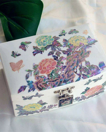 Elegant Floral and Butterfly Mother of Pearl Jewelry Box - Perfect Gift for Her on Any Special Occasion