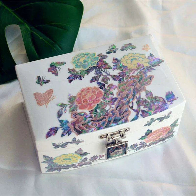 Elegant Floral and Butterfly Mother of Pearl Jewelry Box - Perfect Gift for Her on Any Special Occasion