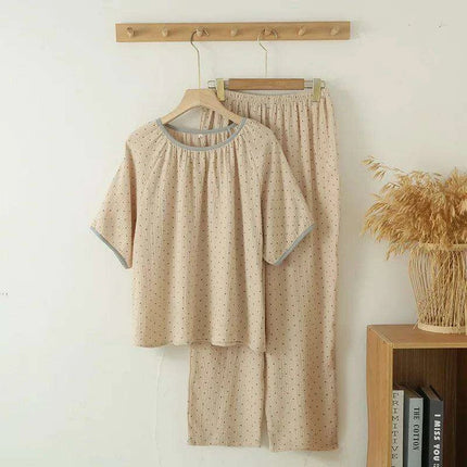 Chic Women’s Summer Cotton Short Sleeve Pajama Set with Classic O-Neck Design
