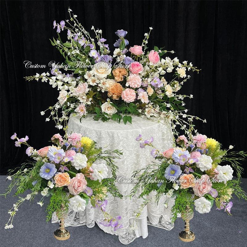 Silk Rose Flower Row Table Centrepiece