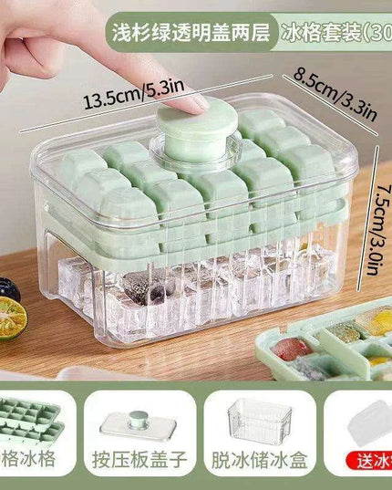 30-Grid Push-Button Ice Cube Tray - BPA-Free Lidded Mold for Quick Ice Release