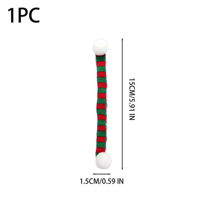 Mini Striped Knitted Christmas Scarves with Pom-Pom Ends, 15 cm