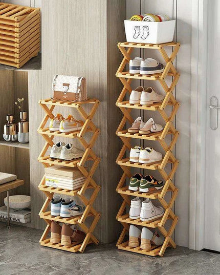 Elegant Expandable Bamboo Shoe Storage Rack with Customizable Tier Options