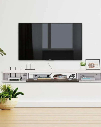 Contemporary Wall-Mounted TV Shelf with Generous Storage - Stylish Floating Console for Modern Interiors