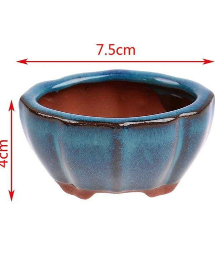 Sleek 7.5*5.7*4cm Ceramic Bonsai Pot - Modern Decorative Planter with Drainage System