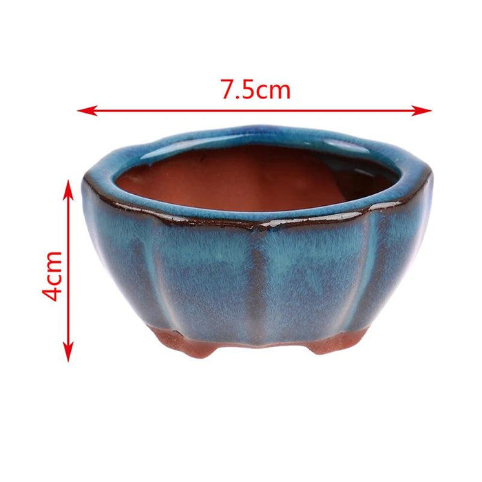 Sleek 7.5*5.7*4cm Ceramic Bonsai Pot - Modern Decorative Planter with Drainage System