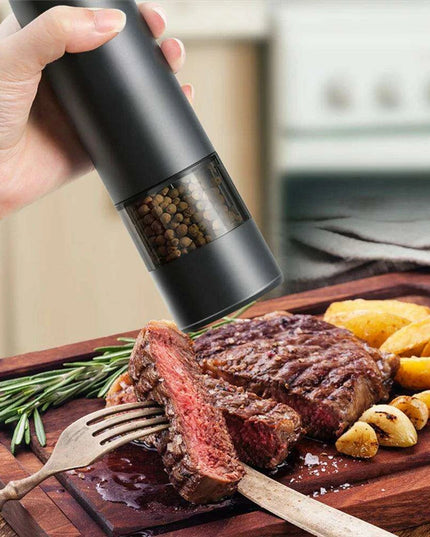 Sleek Rechargeable Electric Pepper Grinder with Adjustable Grinding Levels and Built-in LED Light
