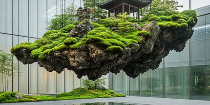 Nora 5 Floating Island Landscape Simulation with Green Plants & Rocker
