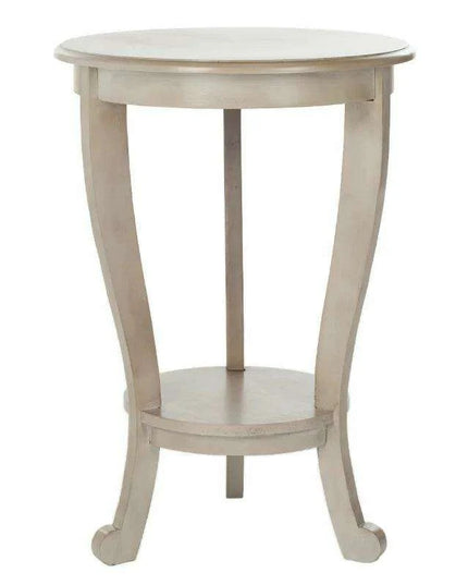 Elegant Grey Pine Tri-Leg Pedestal Side Table with Chic Round Coffee Table Flavor