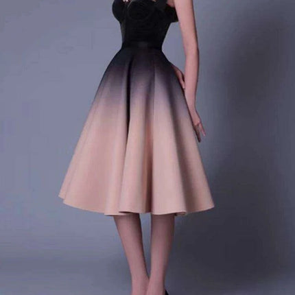 Chic Bowtie Halter Top and Pleated Ombre Skirt Summer Party Dress